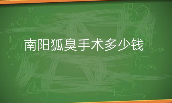 南阳狐臭手术先了解这两家!价格都公布出来了